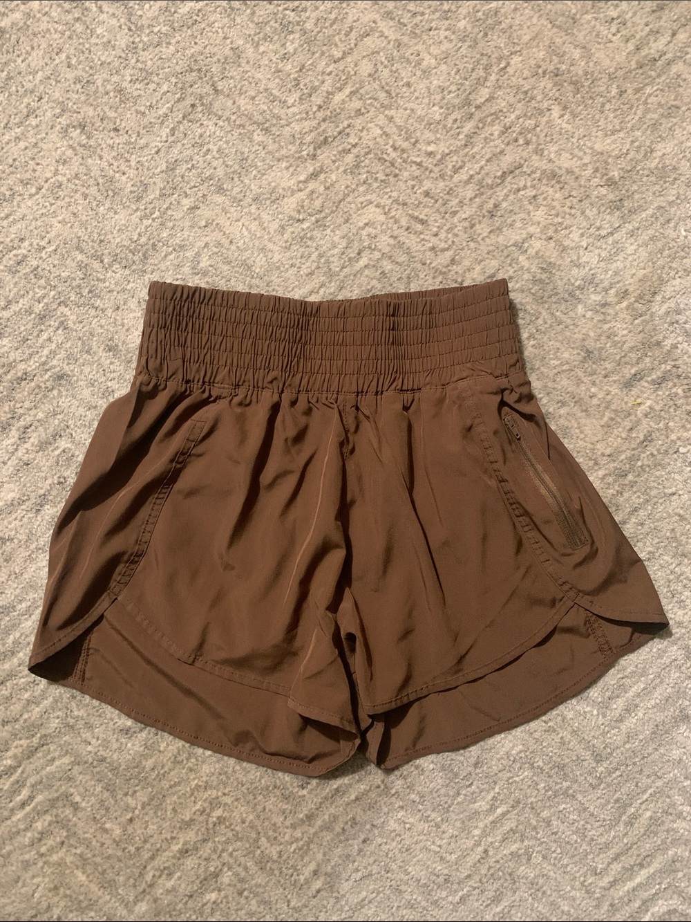 Women’s Brown Elastic-Waist Performance Shorts